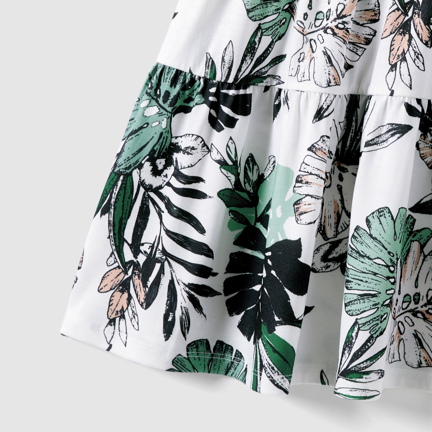 Family Matching Plant Print Belted Slip Dresses and Tank Top Sets - 20637109
