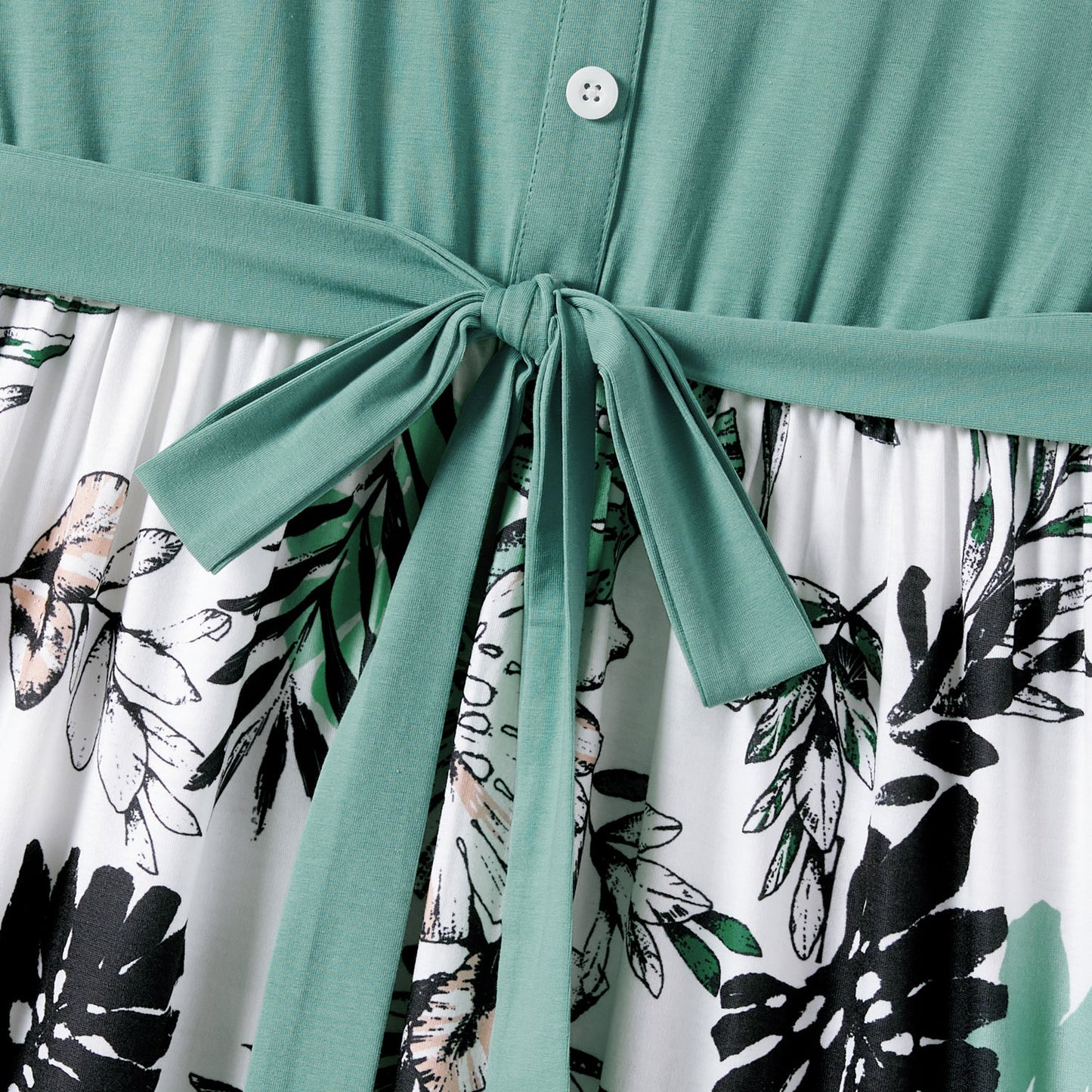 Family Matching Plant Print Belted Slip Dresses and Tank Top Sets - 20637109