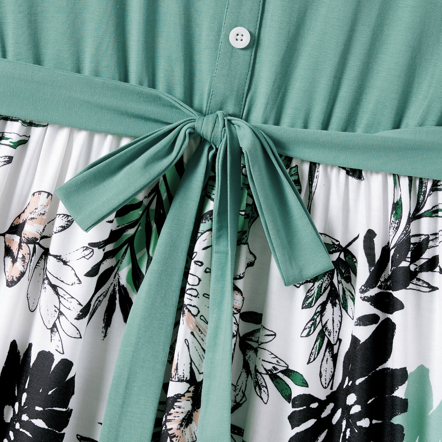 Family Matching Plant Print Belted Slip Dresses and Tank Top Sets - 20637109