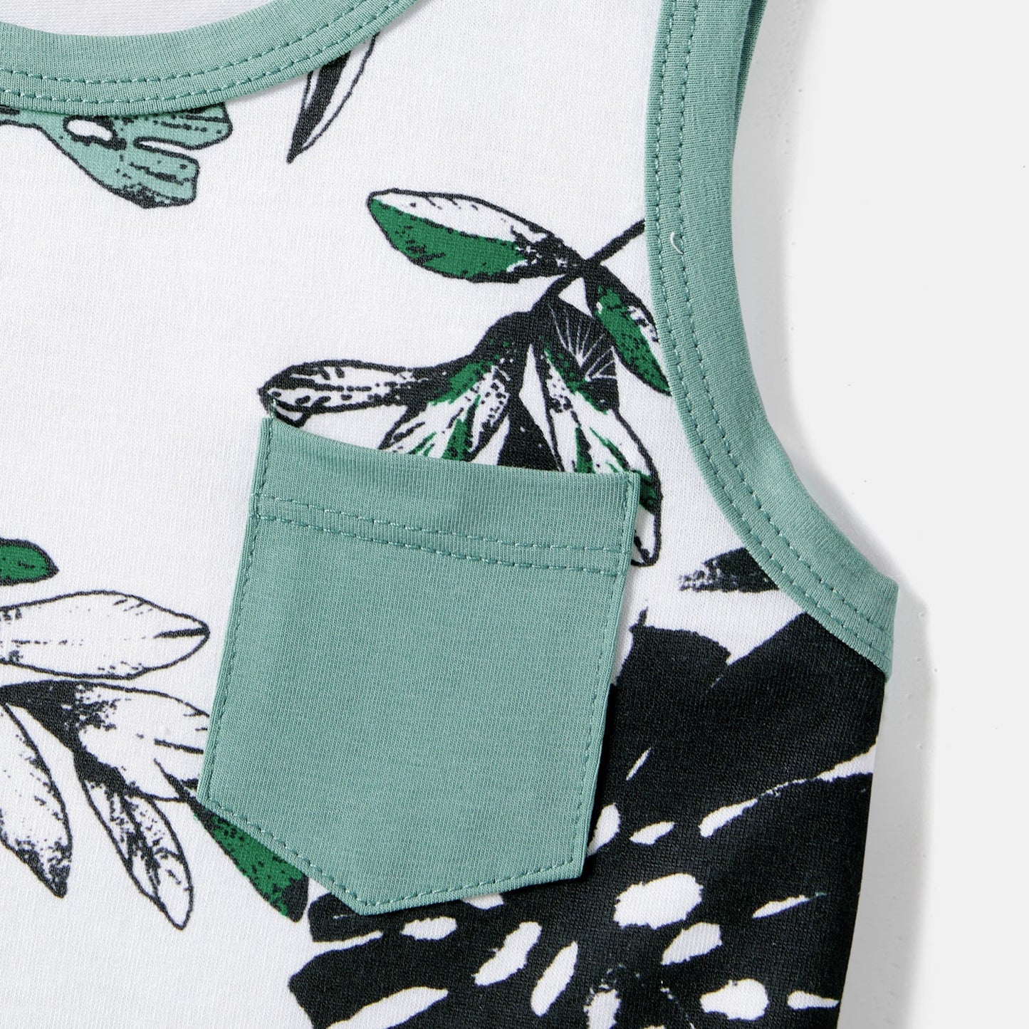 Family Matching Plant Print Belted Slip Dresses and Tank Top Sets - 20637109