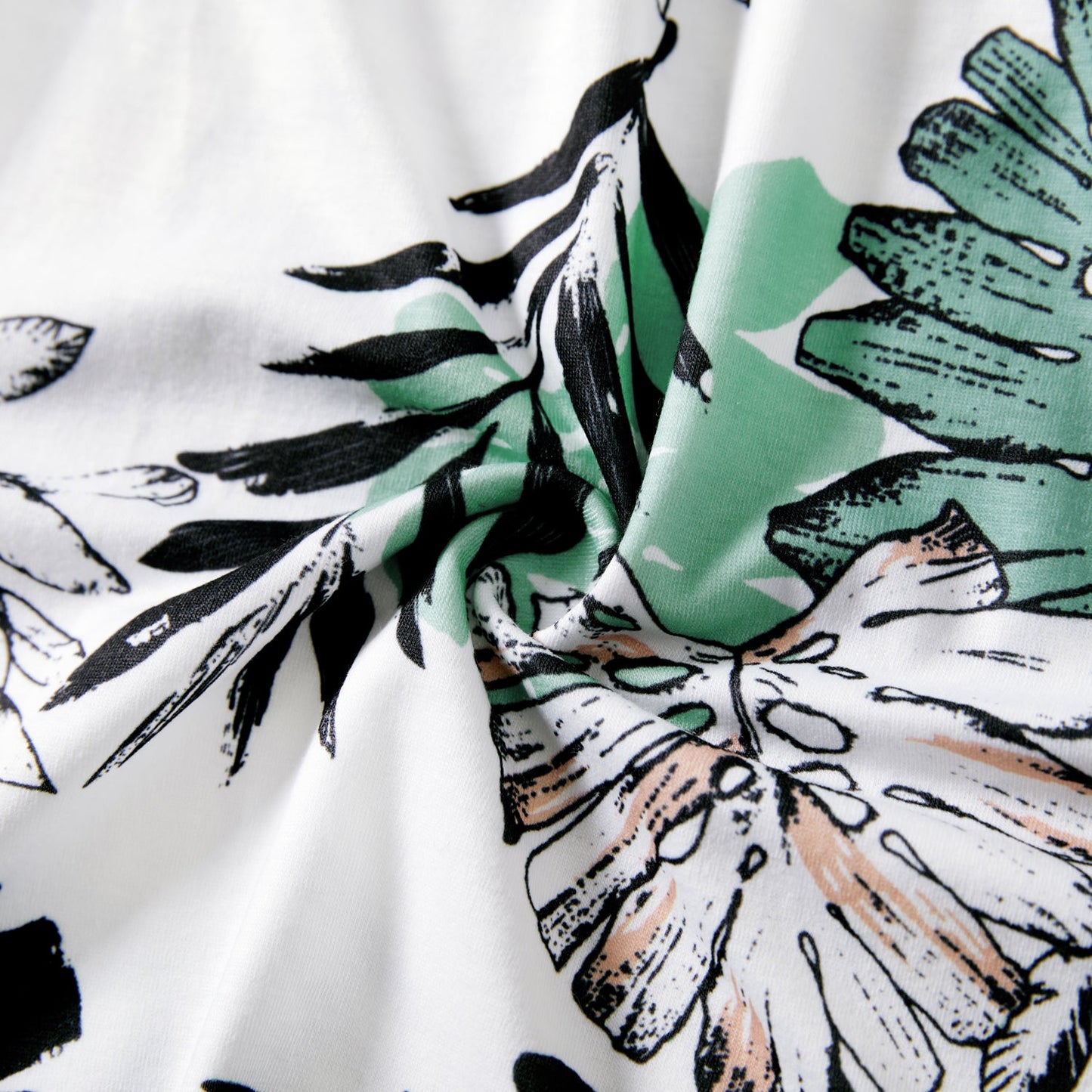 Family Matching Plant Print Belted Slip Dresses and Tank Top Sets - 20637109