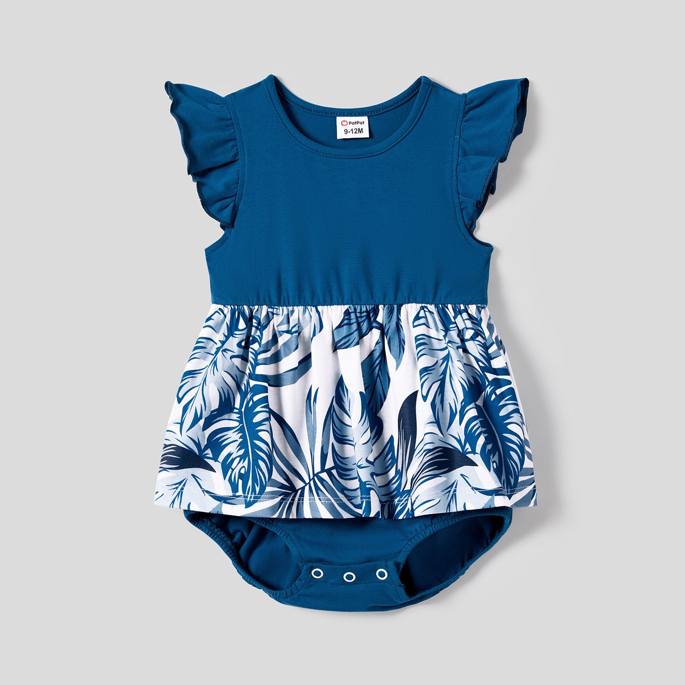 Family Matching Plant Print Splice Belted Tank Dresses and Color Block Short-sleeve T-shirts Sets - 20638583