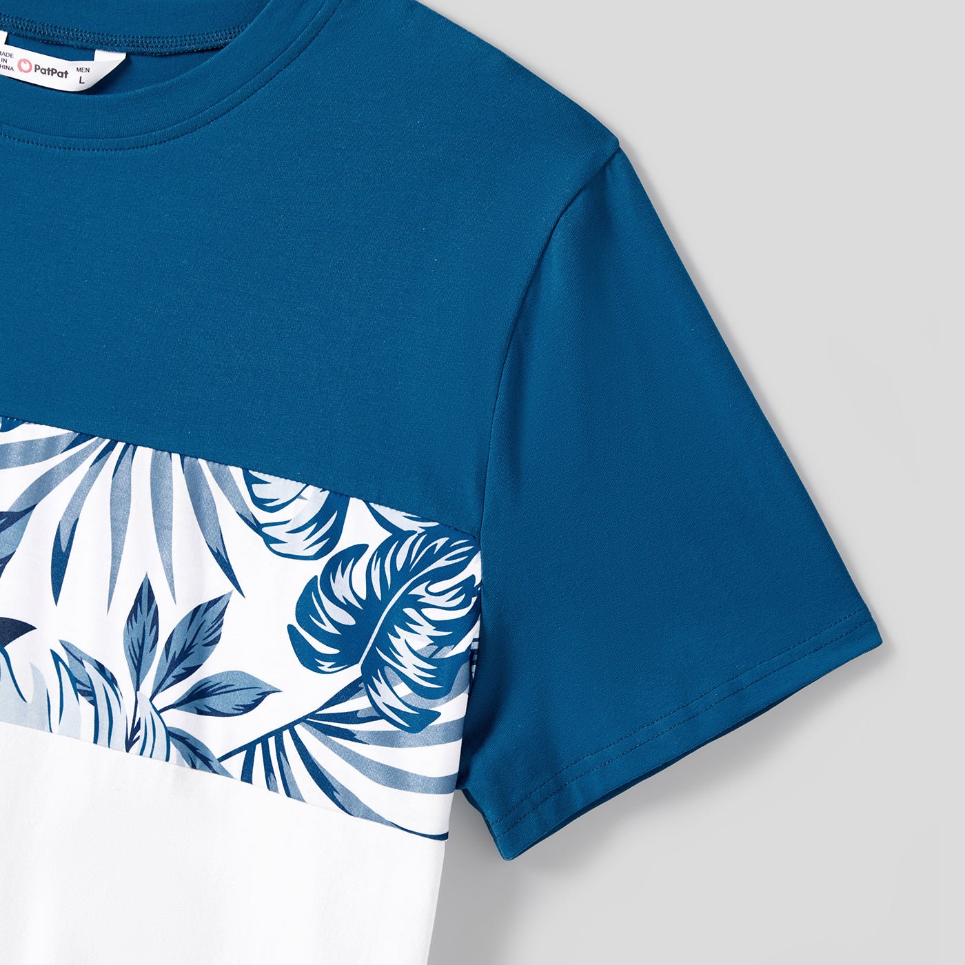Family Matching Plant Print Splice Belted Tank Dresses and Color Block Short-sleeve T-shirts Sets - 20638583