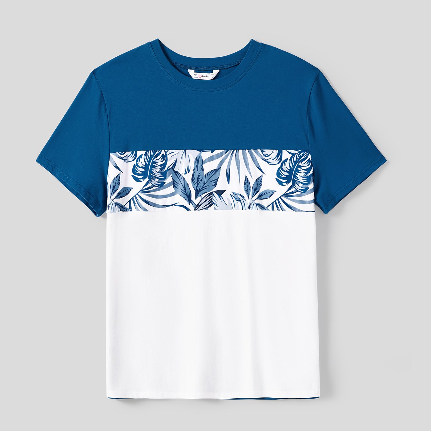 Family Matching Plant Print Splice Belted Tank Dresses and Color Block Short-sleeve T-shirts Sets - 20638583