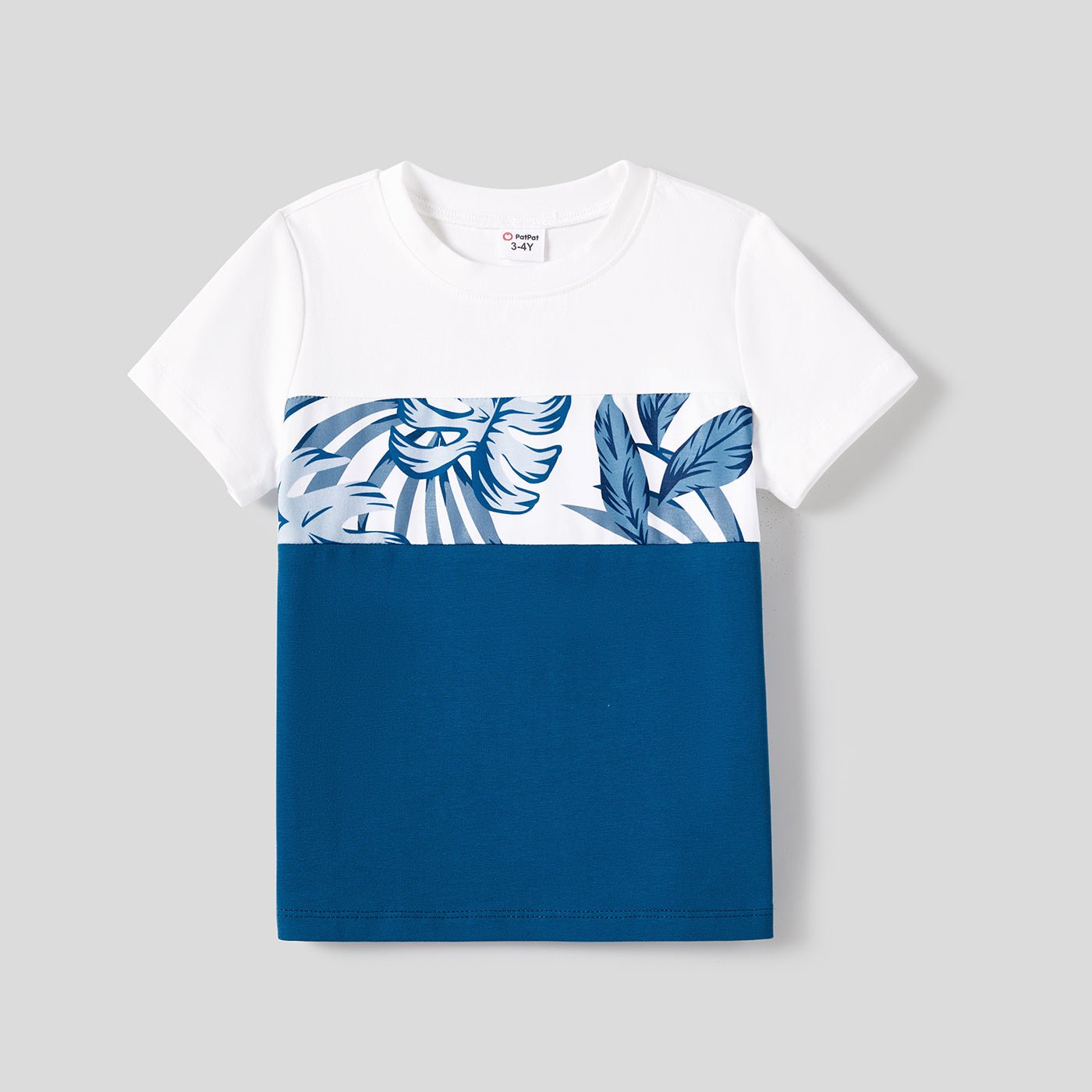 Family Matching Plant Print Splice Belted Tank Dresses and Color Block Short-sleeve T-shirts Sets - 20638583