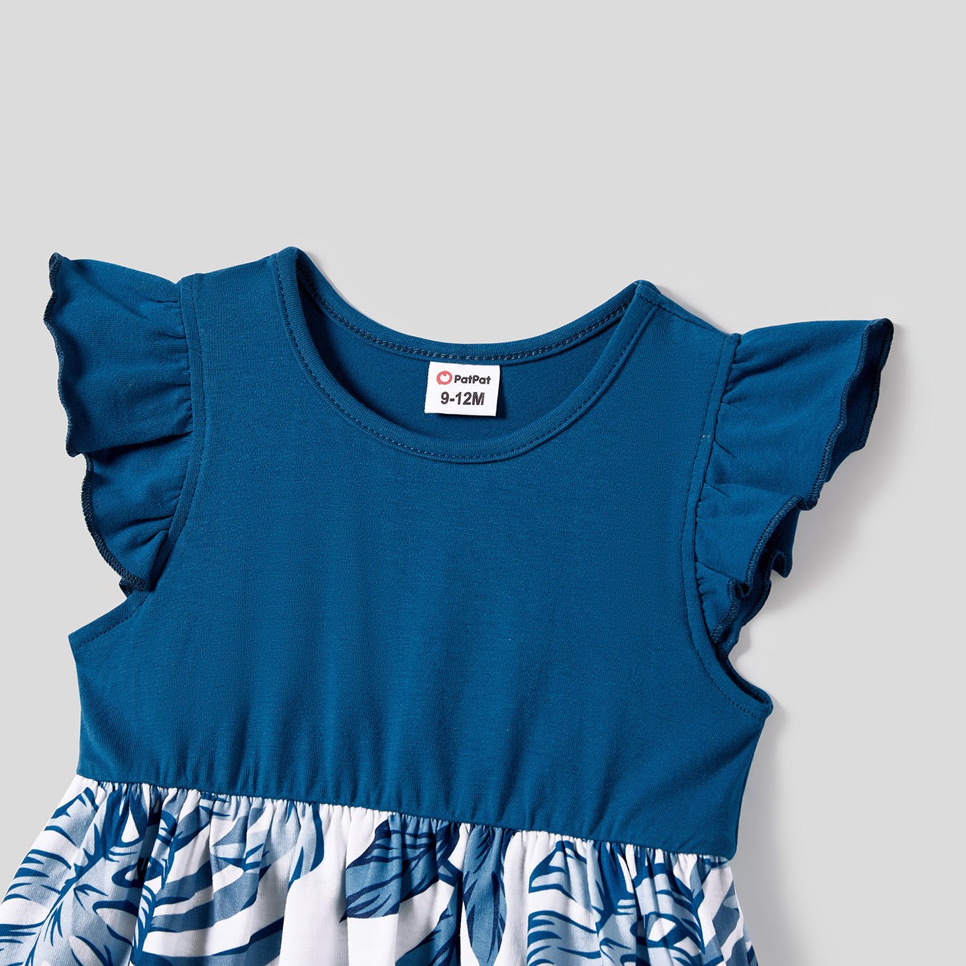 Family Matching Plant Print Splice Belted Tank Dresses and Color Block Short-sleeve T-shirts Sets - 20638583