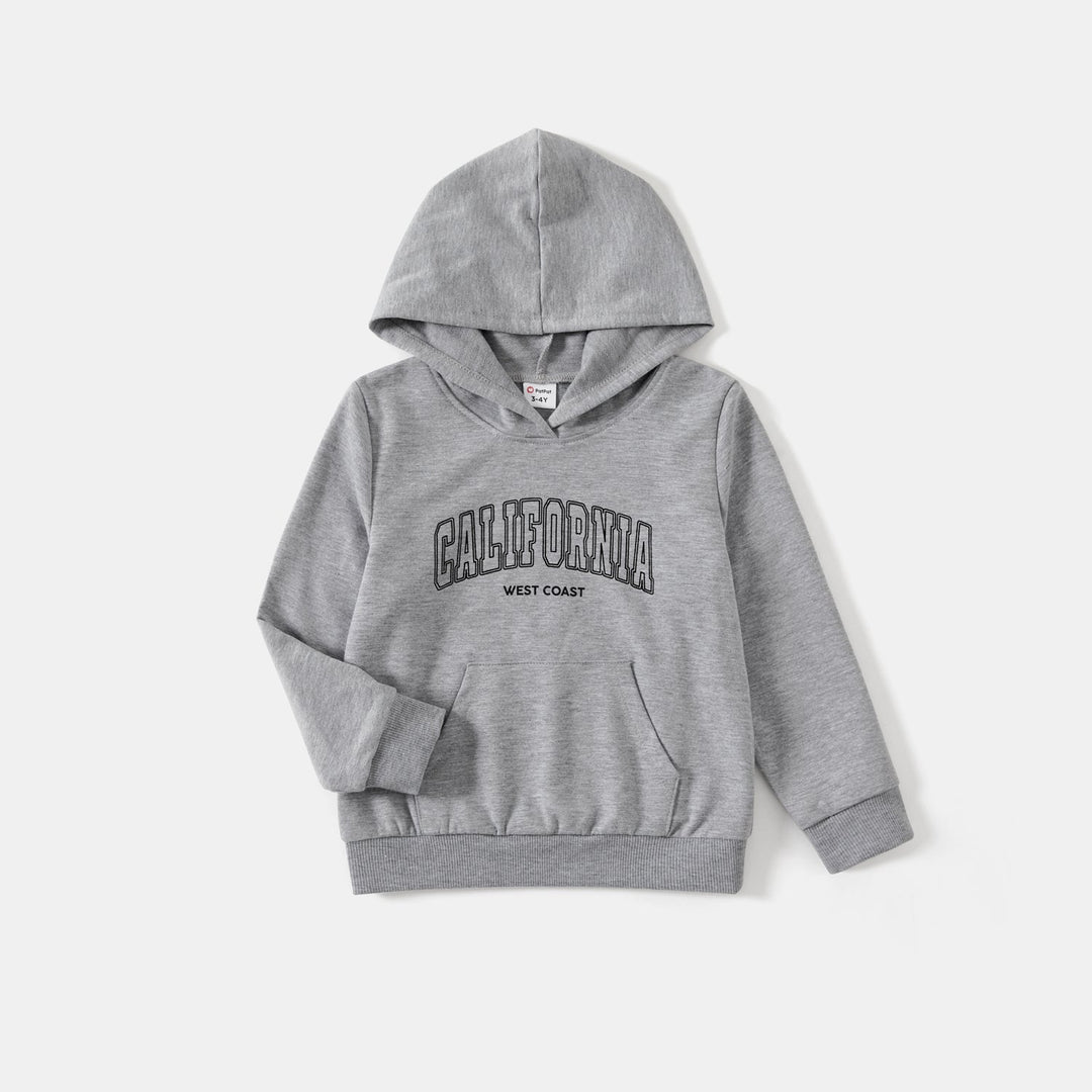 Family Matching School Hooded Letter Long Sleeve Print Tops - 20675281