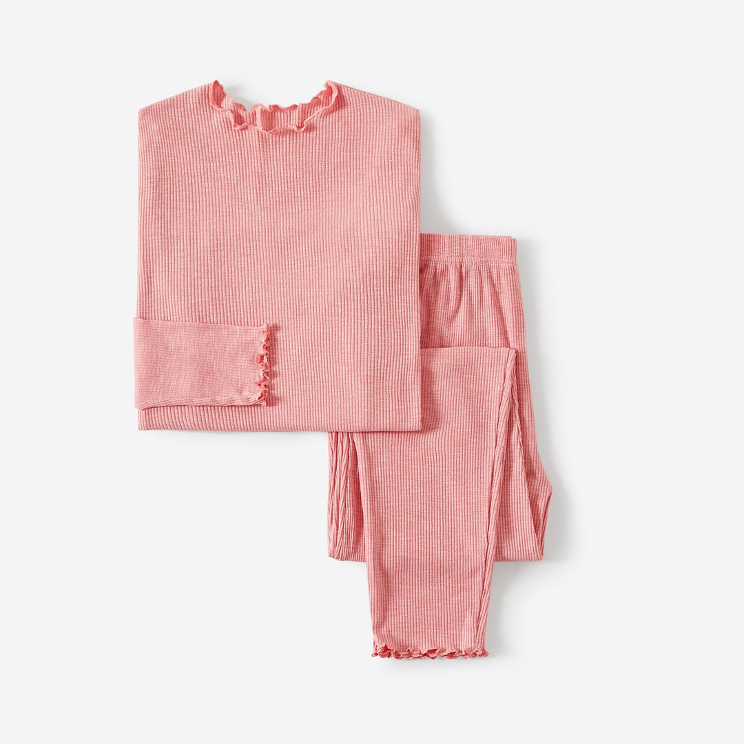 Family Matching Solid Color Flame Resistant Long Sleeve Pajamas - 20686825