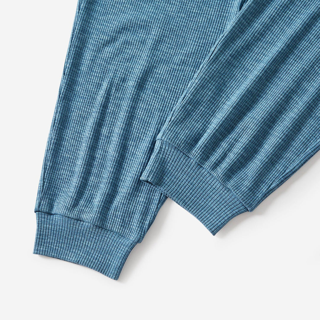 Family Matching Solid Color Flame Resistant Long Sleeve Pajamas - 20686825