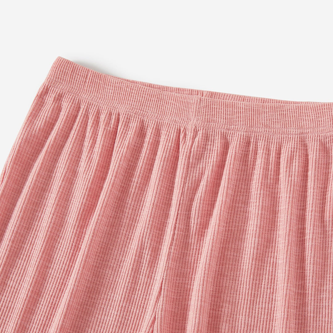 Family Matching Solid Color Flame Resistant Long Sleeve Pajamas - 20686825