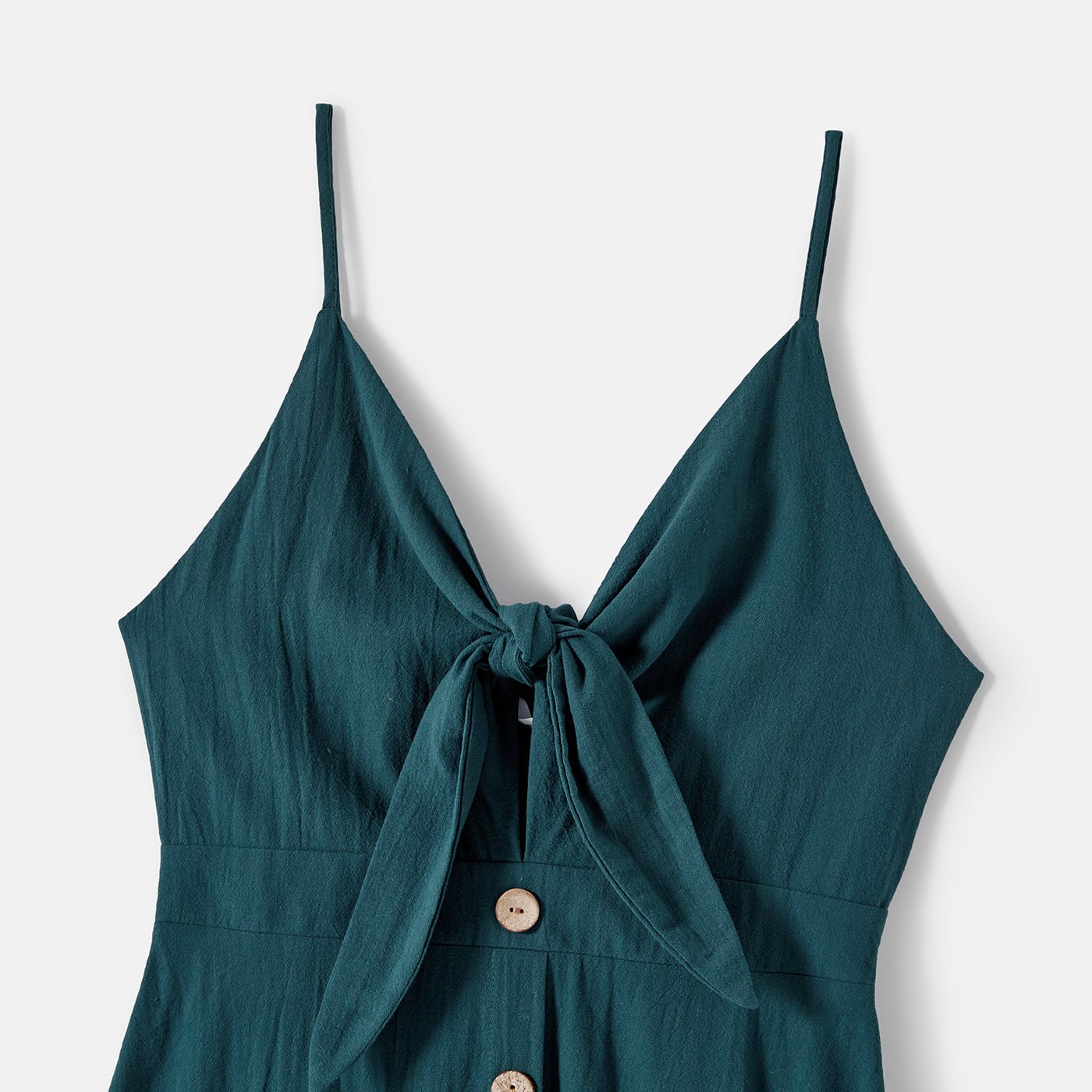 Family Matching Solid Knot Front Cami Dresses and Colorblock Short-sleeve Tee Sets - 20595448