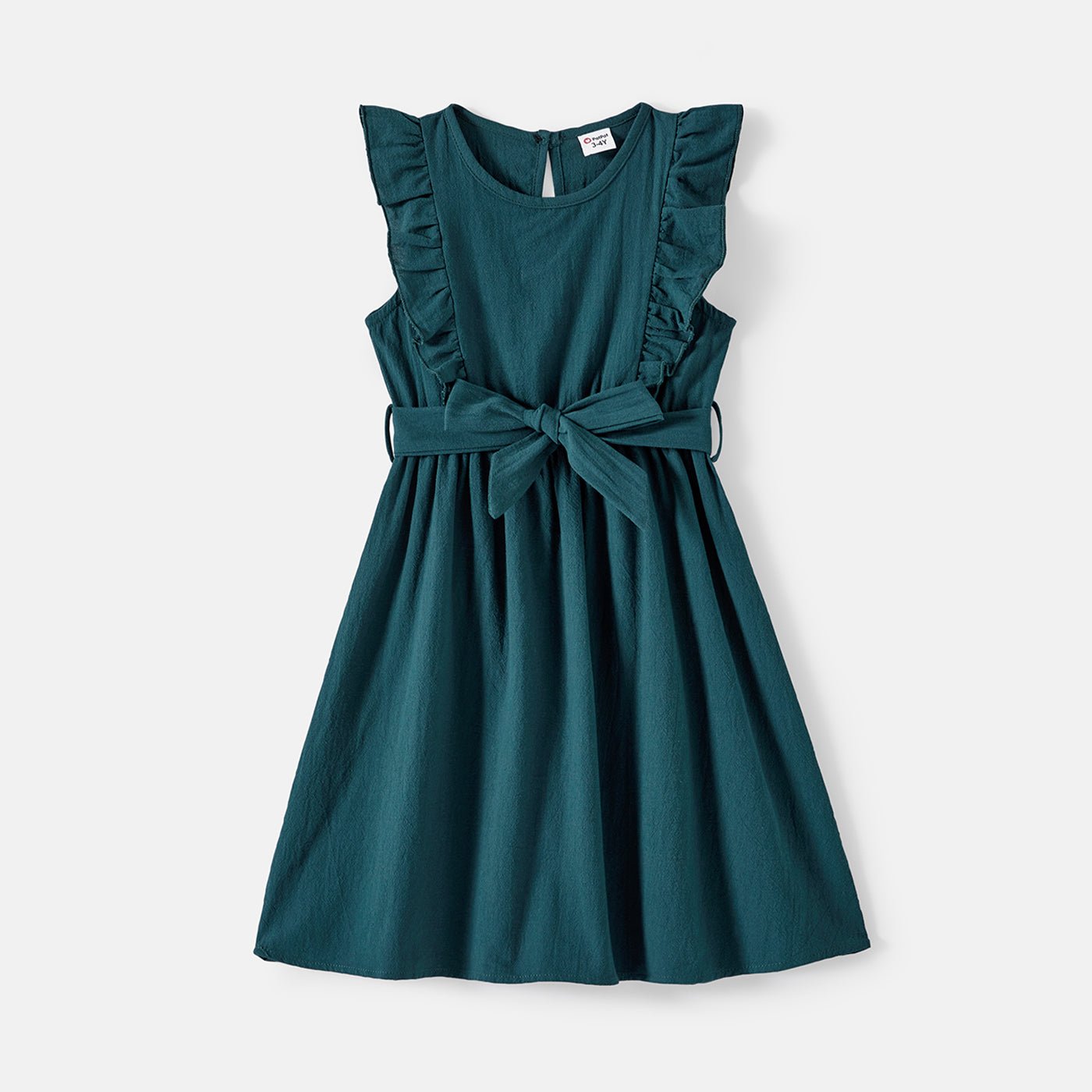 Family Matching Solid Knot Front Cami Dresses and Colorblock Short-sleeve Tee Sets - 20595448