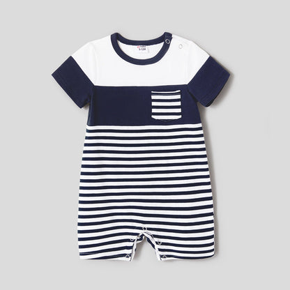Family Matching Solid Spaghetti Strap Dresses and Striped Colorblock Short-sleeve T-shirts Sets - 20624389