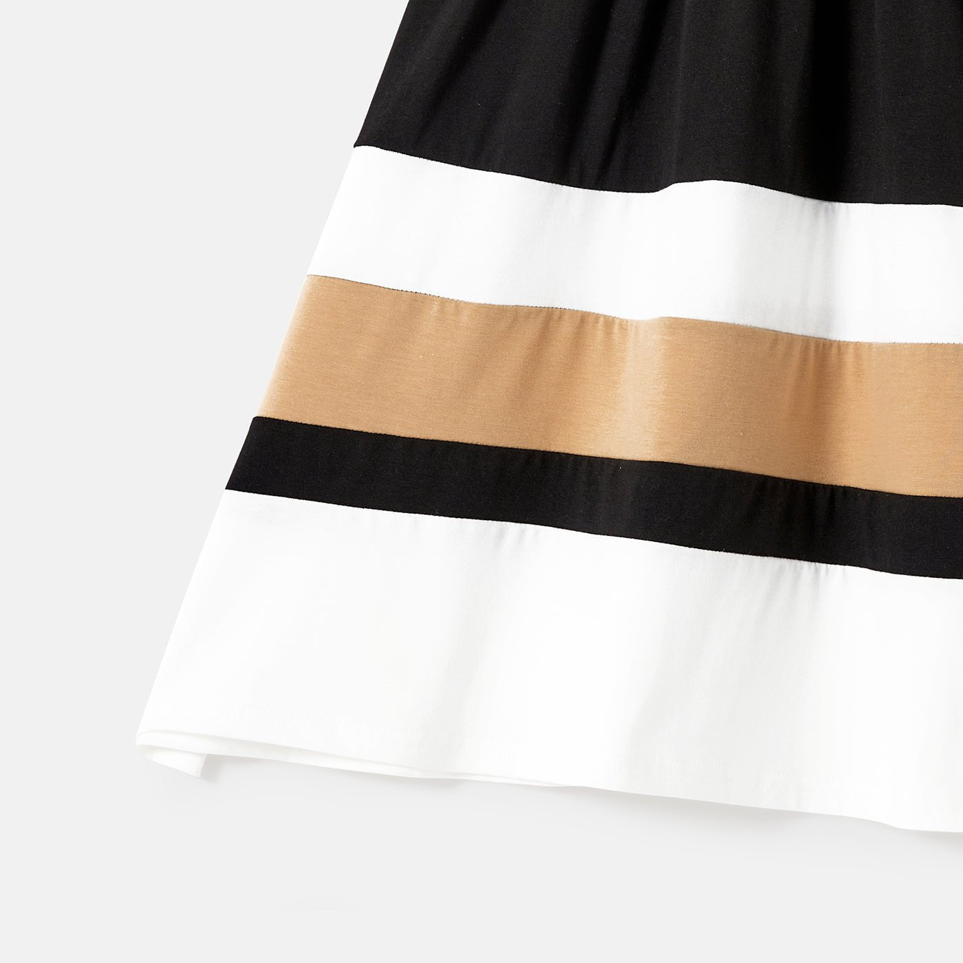 Family Matching Solid Spaghetti Strap Dresses and Striped Colorblock Short-sleeve T-shirts Sets - 20624389