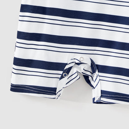 Family Matching Solid Spaghetti Strap Dresses and Striped Colorblock Short-sleeve T-shirts Sets - 20624389