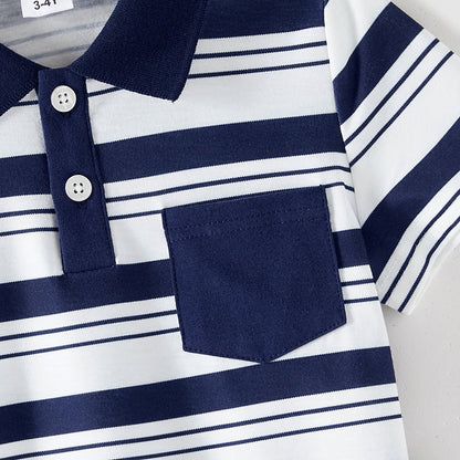 Family Matching Solid Spaghetti Strap Dresses and Striped Colorblock Short-sleeve T-shirts Sets - 20624389