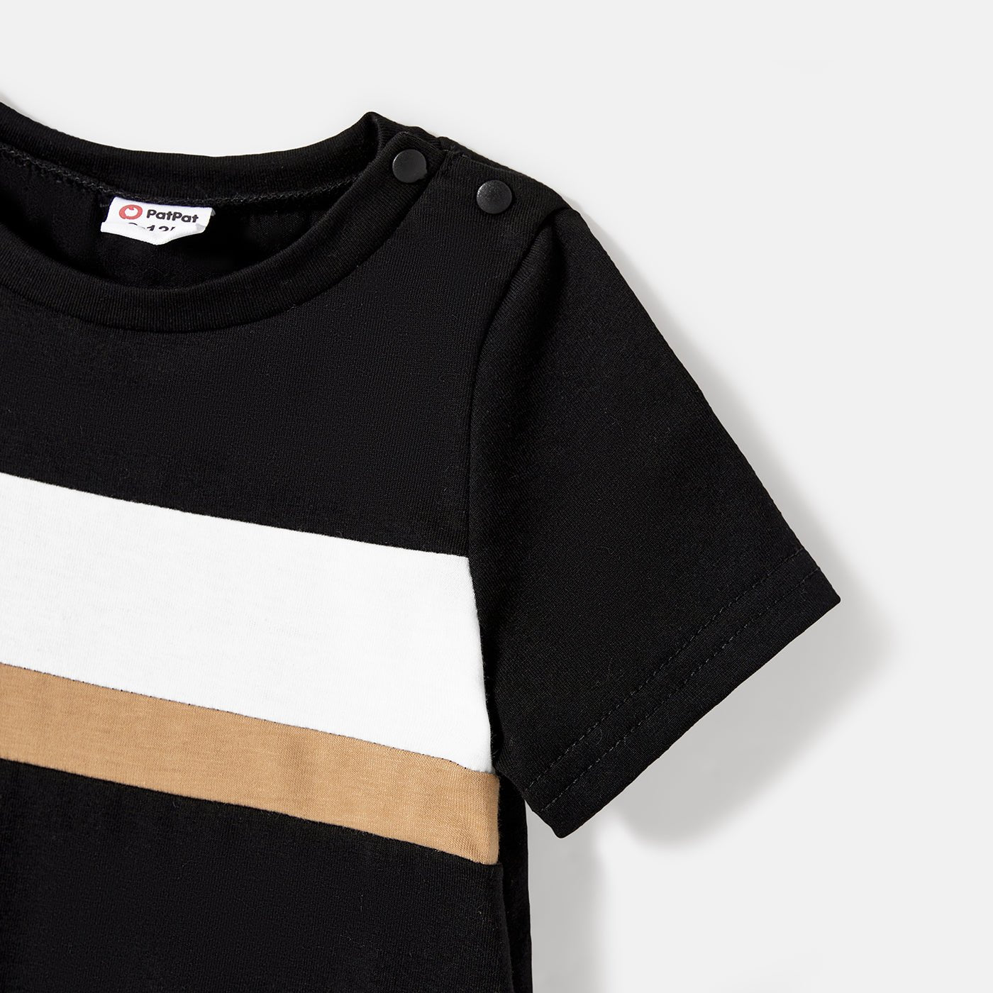Family Matching Solid Spaghetti Strap Dresses and Striped Colorblock Short-sleeve T-shirts Sets - 20624389