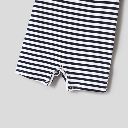 Family Matching Solid Spaghetti Strap Dresses and Striped Colorblock Short-sleeve T-shirts Sets - 20624389
