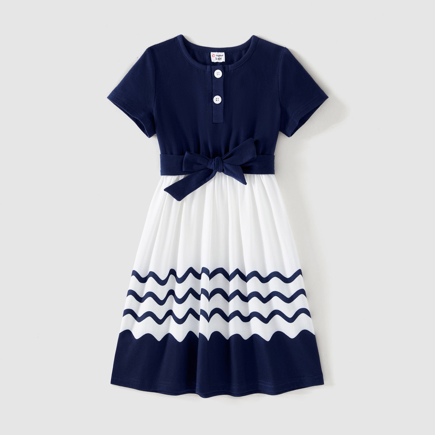 Family Matching Solid Spaghetti Strap Dresses and Striped Colorblock Short-sleeve T-shirts Sets - 20624389