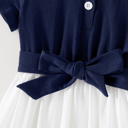 Family Matching Solid Spaghetti Strap Dresses and Striped Colorblock Short-sleeve T-shirts Sets - 20624389