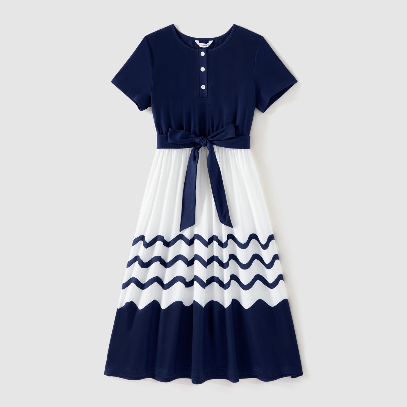 Family Matching Solid Spaghetti Strap Dresses and Striped Colorblock Short-sleeve T-shirts Sets - 20624389