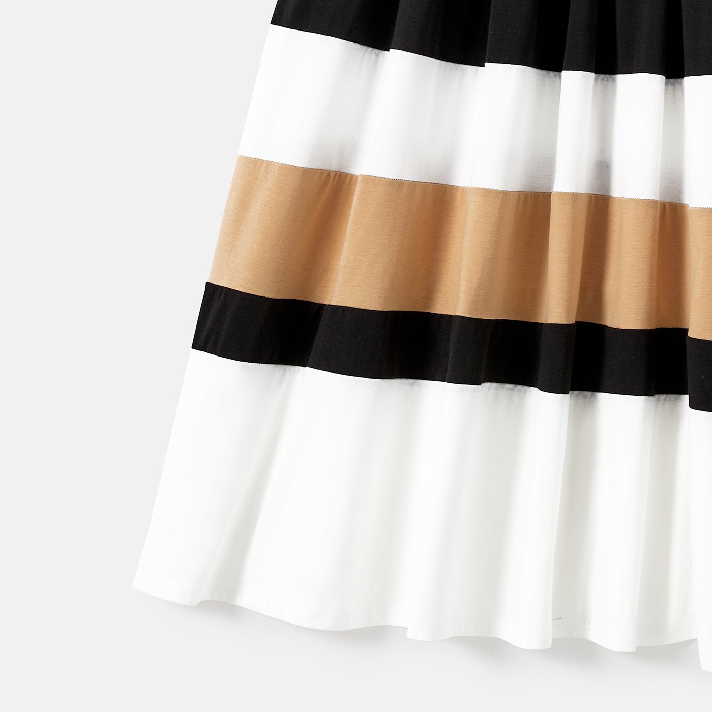 Family Matching Solid Spaghetti Strap Dresses and Striped Colorblock Short-sleeve T-shirts Sets - 20624389