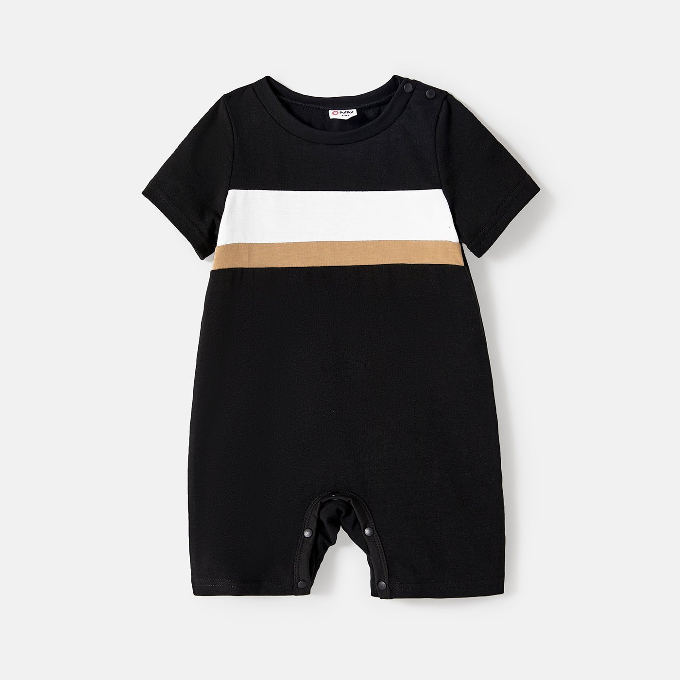 Family Matching Solid Spaghetti Strap Dresses and Striped Colorblock Short-sleeve T-shirts Sets - 20624389