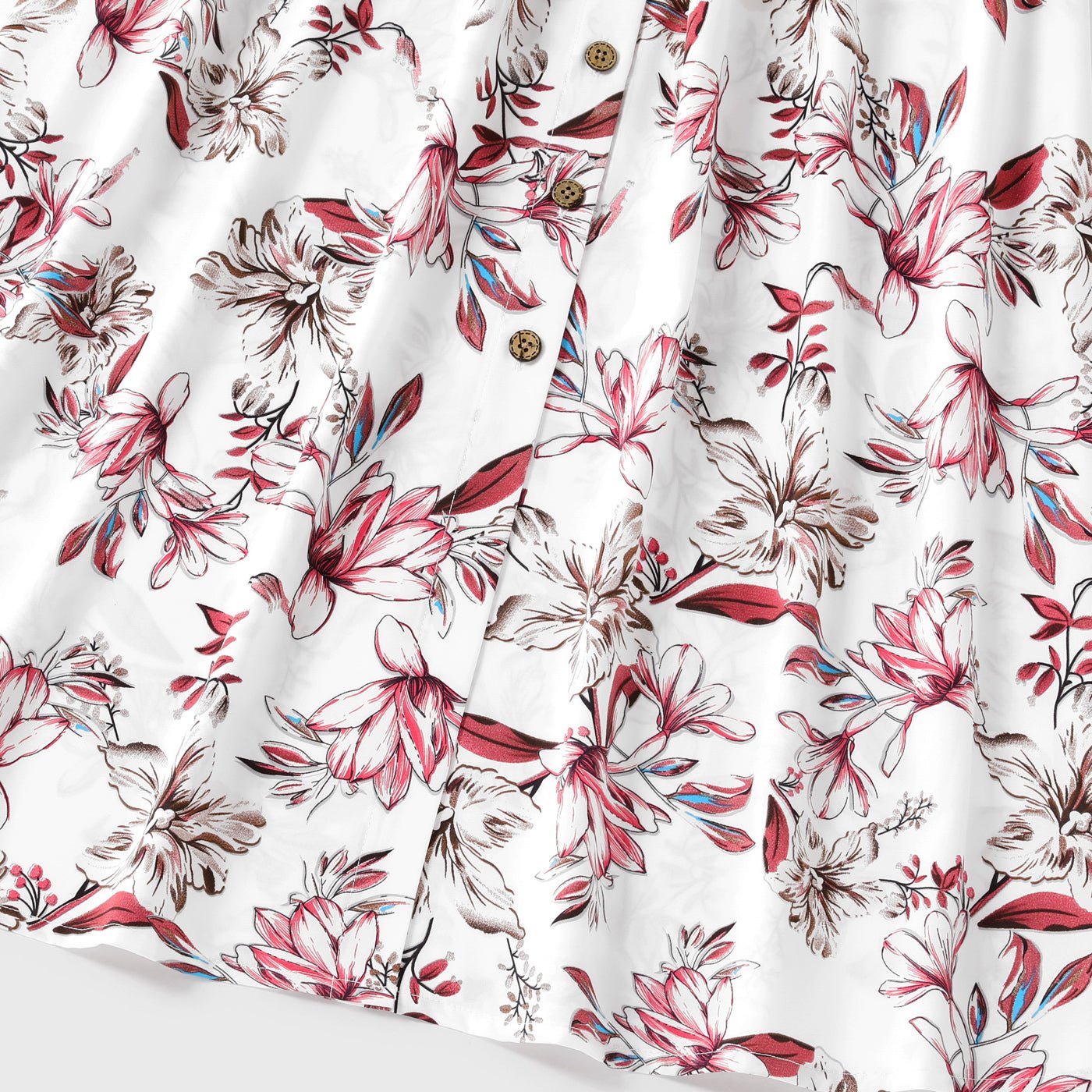 Family Matching Solid V Neck Button Up Spaghetti Strap Splicing Floral Print Dresses and Short-sleeve T-shirts Sets - 20330844