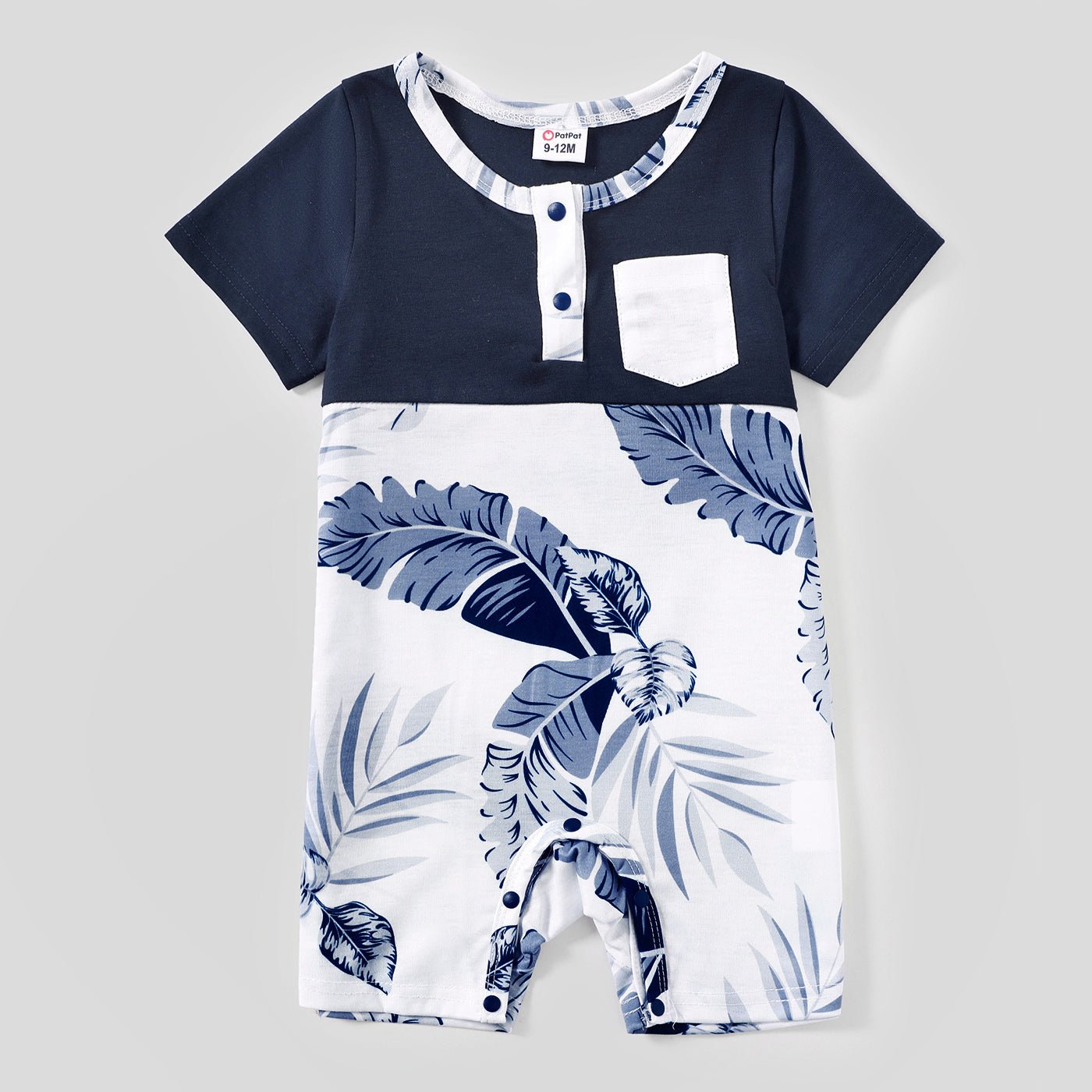 Family Matching Solid V Neck Ruffle Sleeveless Splicing Palm Leaf Print Dresses and Short-sleeve T-shirts Sets - 20284429