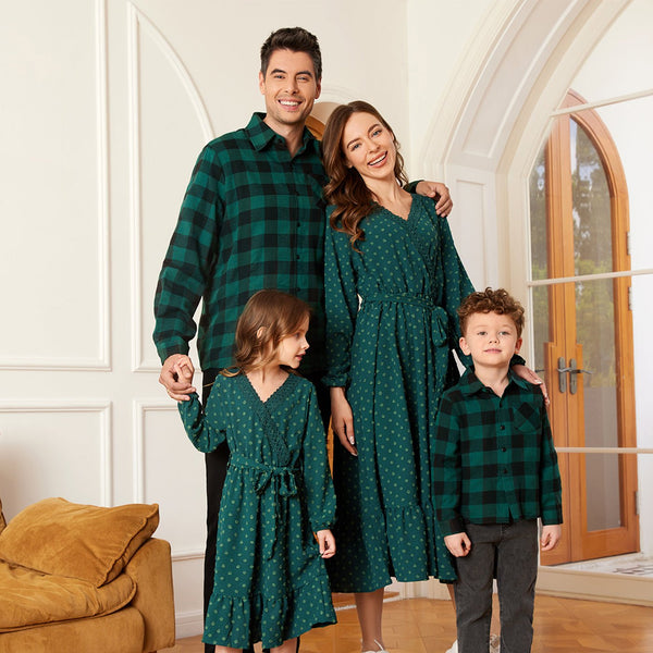 Family Matching Suit for Parent-Child, Solid Color Long Sleeve Polyester Clothes - 20708328