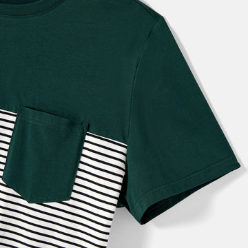 Family Matching Swiss Dot Ruffled Dresses and Stripe Panel Short-sleeve T-shirts Sets - 20607182