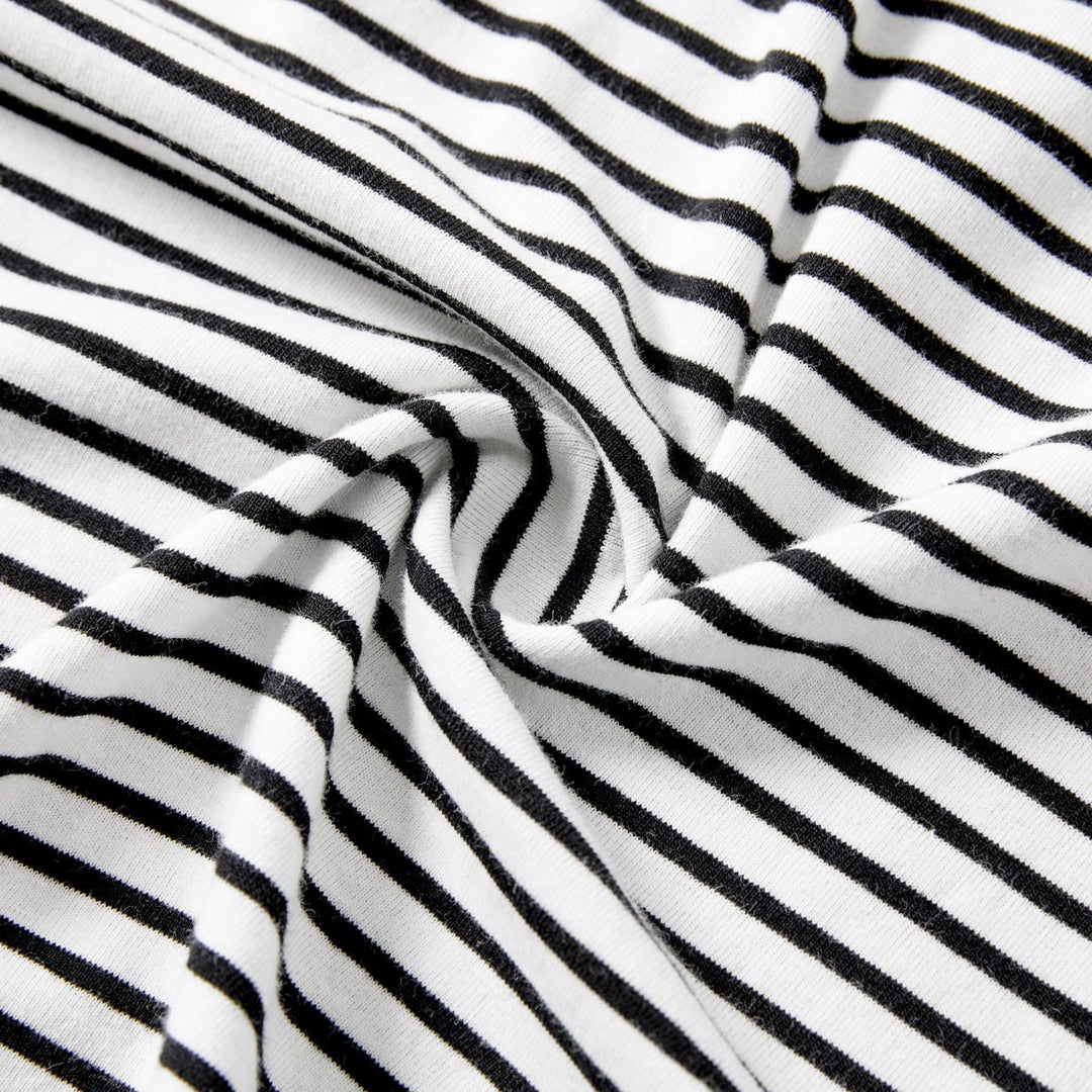 Family Matching Swiss Dot Ruffled Dresses and Stripe Panel Short-sleeve T-shirts Sets - 20607182