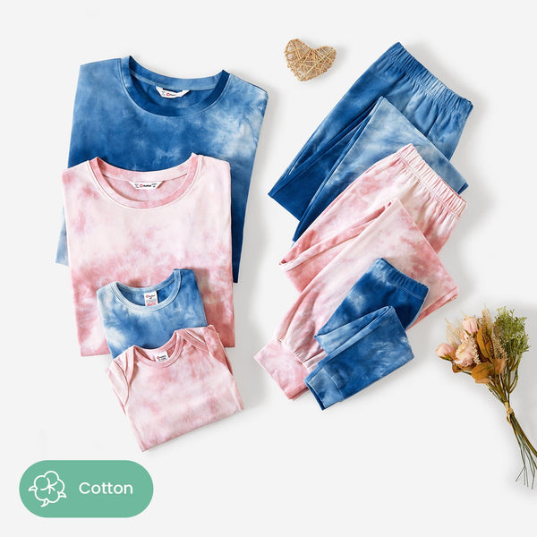 Family Matching Tie-dye Long Sleeve Snug-fitting Pajamas Sets - 20674125