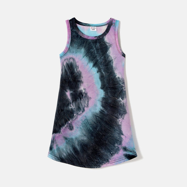 Family Matching Tie Dye Tank Dresses and Short-sleeve T-shirts Sets - 20548991