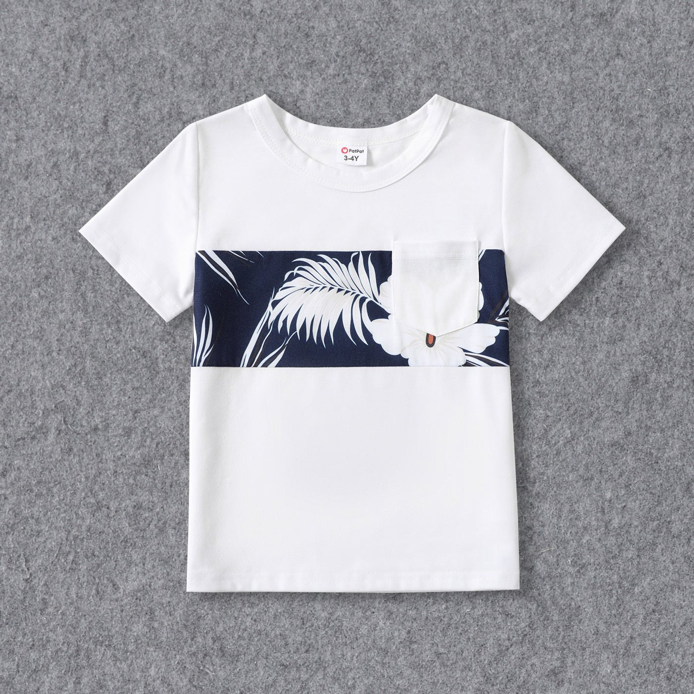 Family Matching White Spaghetti Strap Ruffle V Neck Splicing Floral Print Dresses and Short-sleeve T-shirts Sets - 20348918