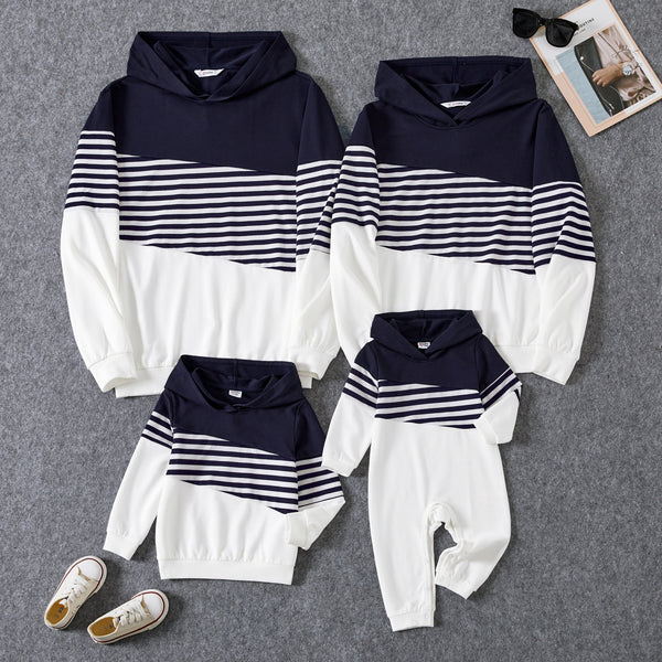 Family Stripe Hooded Top for Casual Outings - 20682466