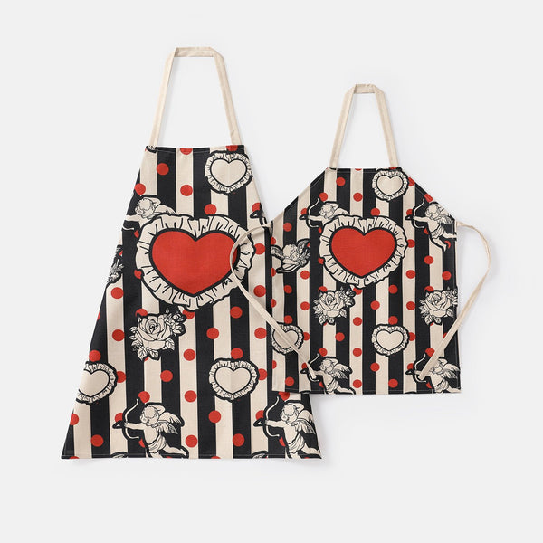 Floral & Heart Print Apron for Mom and Me (Pattern Position Random) - 20592778