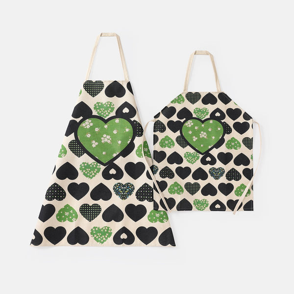 Floral & Heart Print Apron for Mom and Me (Pattern Position Random) - 20592780