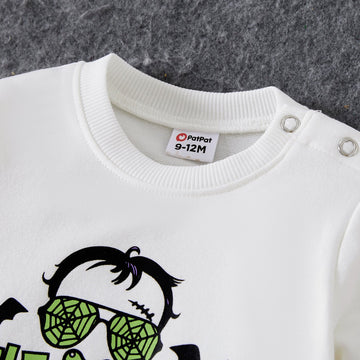 Halloween Family Matching Letter& Bat Print Long Sleeve Tops - 20689420