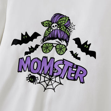 Halloween Family Matching Letter& Bat Print Long Sleeve Tops - 20689420