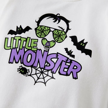 Halloween Family Matching Letter& Bat Print Long Sleeve Tops - 20689420