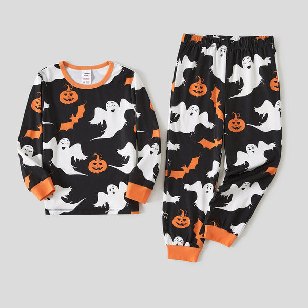 Halloween Family Matching Letter Print & Pumpkin Print Pajamas(Flame Resistant) - 20698683