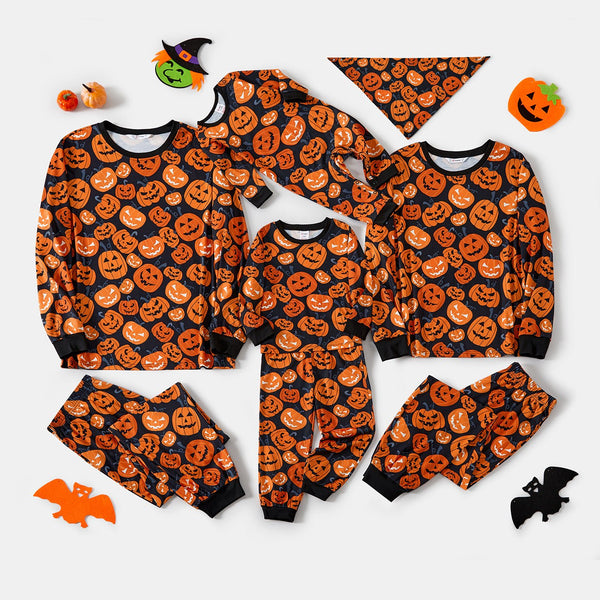 Halloween Family Matching pumpkin print pajamas(Flame Resistant) - 20680540