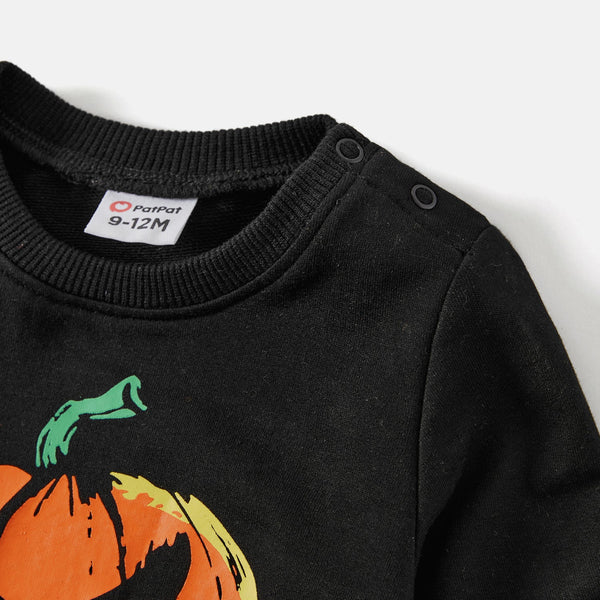 Halloween Family Matching Pumpkin Print Tops - 20682569