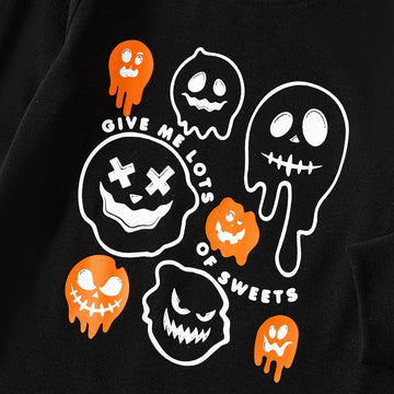Halloween Glow In The Dark Solid Ghost Print Tops - 20683341