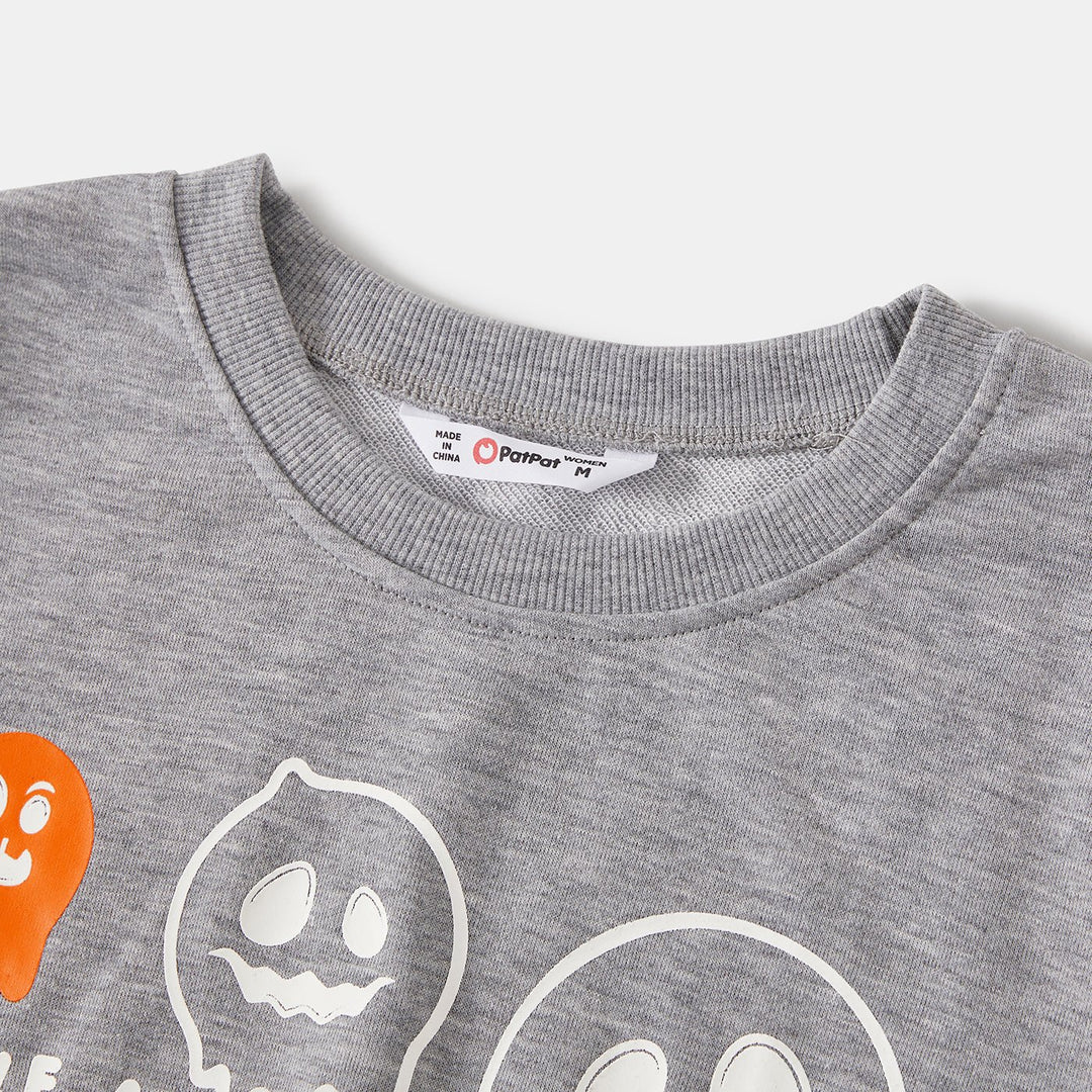 Halloween Glow In The Dark Solid Ghost Print Tops - 20683341