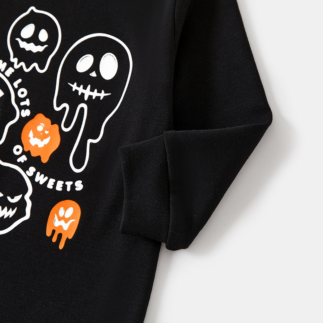 Halloween Glow In The Dark Solid Ghost Print Tops - 20683341