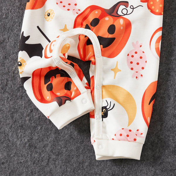 Halloween Pumpkin Lantern Print Long-sleeve Sweatshirts for for Mom and Me - 20694015