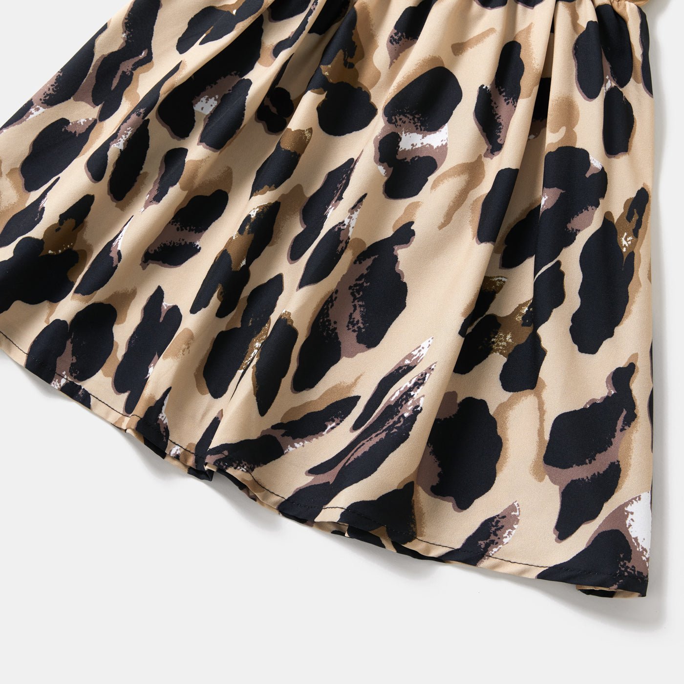 Leopard Print Splice Black Sling Dresses for Mommy and Me - 19836440