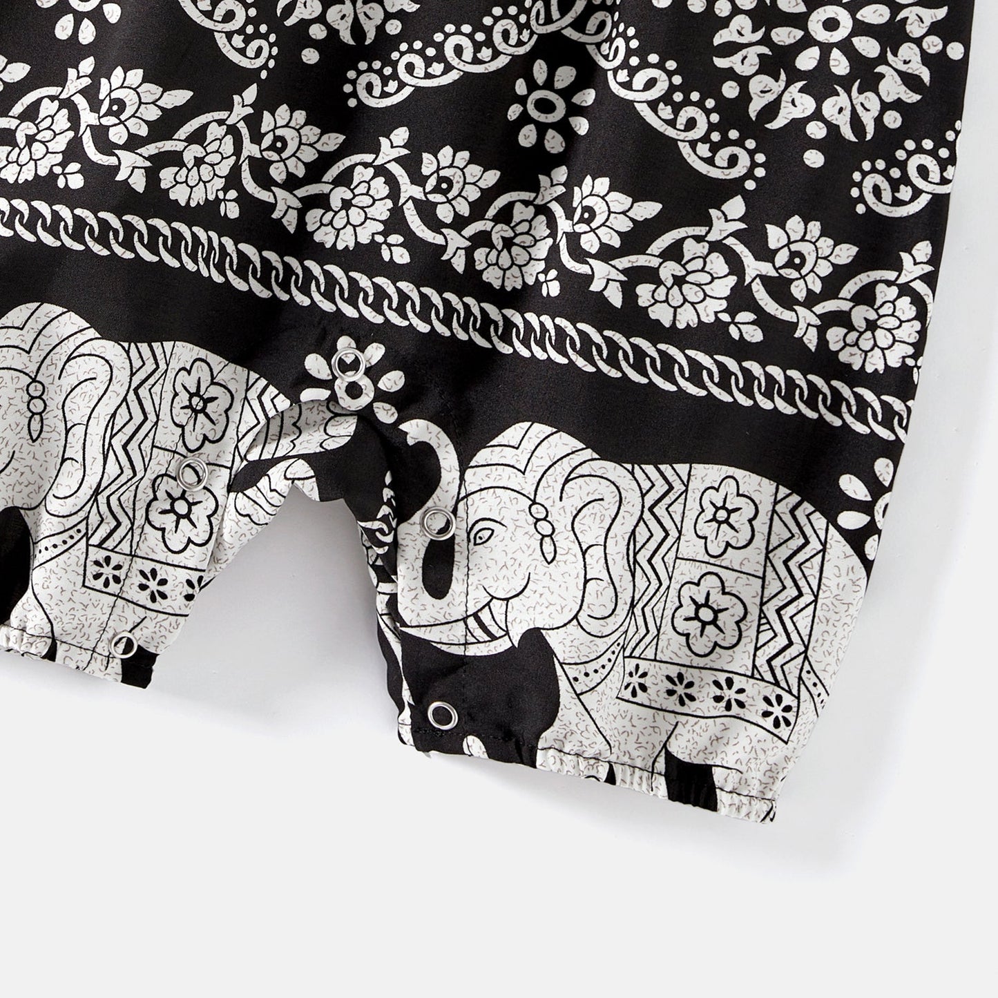 Mommy and Me Allover Elephant Print Spaghetti Strap Belted Rompers - 20584359
